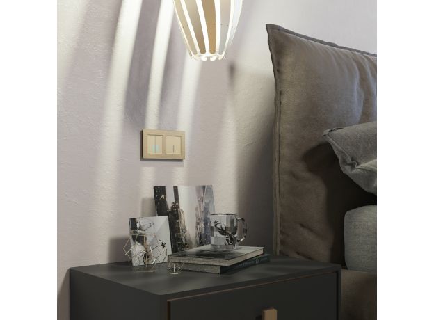 Сенсорный выключатель двухклавишный с подсветкой 1000 Вт (шампань) W4520011