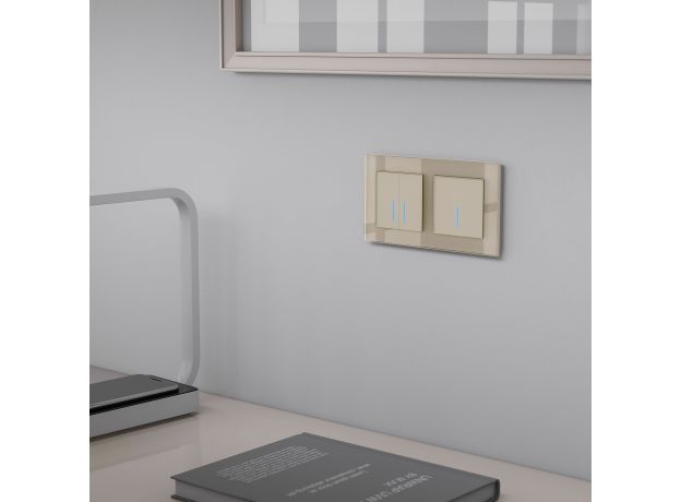 Сенсорный выключатель двухклавишный с подсветкой 1000 Вт (шампань) W4520011