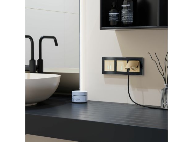 Сенсорный выключатель двухклавишный с подсветкой 1000 Вт (шампань) W4520011