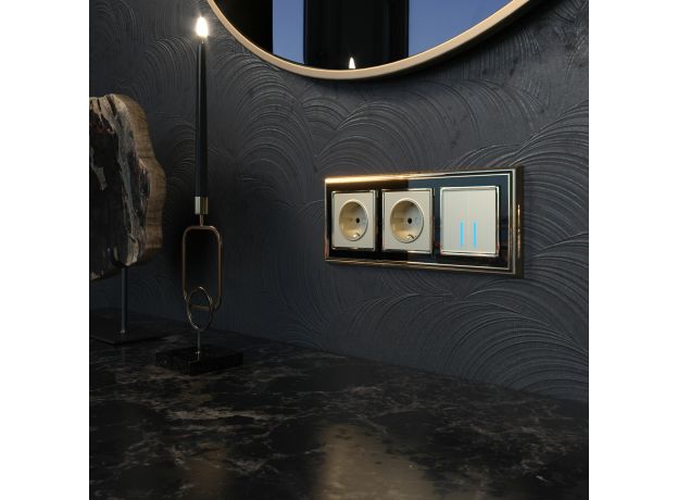 Сенсорный выключатель двухклавишный с подсветкой 1000 Вт (шампань) W4520011