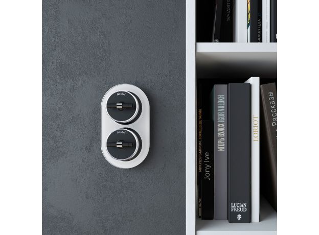 Выключатель на 4 положения двухклавишный Vintage черный матовый/хром W5822051