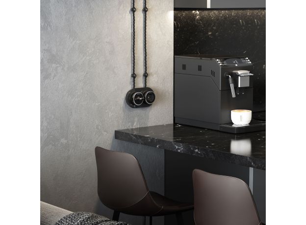 Выключатель на 4 положения двухклавишный Vintage черный матовый/хром W5822051