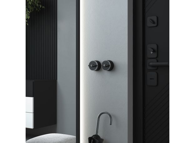 Выключатель на 4 положения двухклавишный Vintage черный матовый/хром W5822051