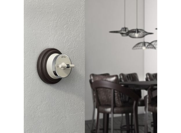 Выключатель на 4 положения двухклавишный Vintage слоновая кость матовый/хром W5822055