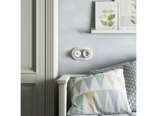 Выключатель на 4 положения двухклавишный Vintage слоновая кость матовый/хром W5822055