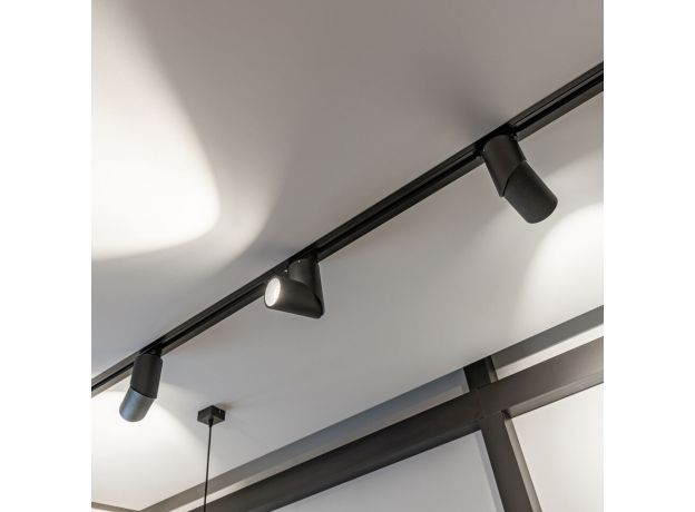 Встраиваемый однофазный шинопровод 1 метр черный (с вводом питания и заглушкой) 85082/00