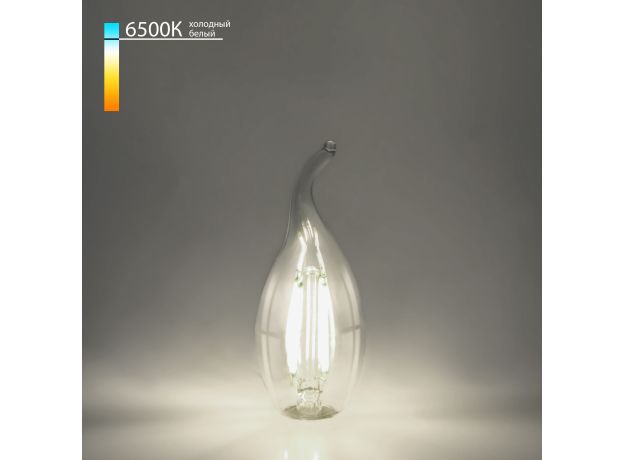 Филаментная светодиодная лампа "Свеча на ветру" CW35 9W 6500K E14 прозрачная BLE1441