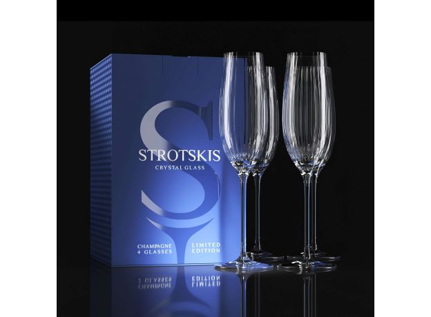 Хрустальные бокалы Strotskis Adajio, шампанское (4 шт.) 0603/4