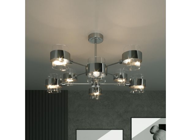 Потолочная люстра со стеклянными плафонами 70127/8 хром
