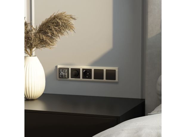 Розетка с заземлением, шторками и USB тип A+C (черный матовый) W1171708