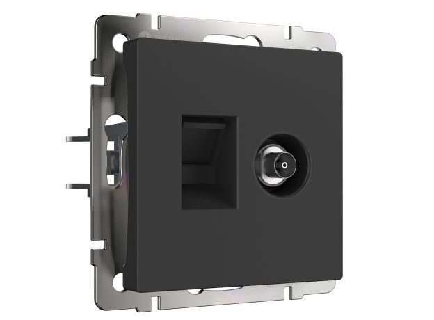 Розетка ТВ+Ethernet RJ-45 6 cat. (черный матовый) W1181308