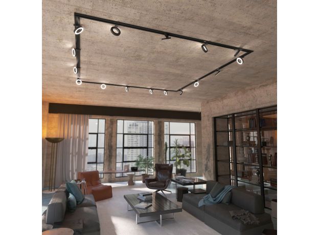 Трековый светодиодный светильник для однофазного шинопровода Spila черный 12W 4200K 85079/01