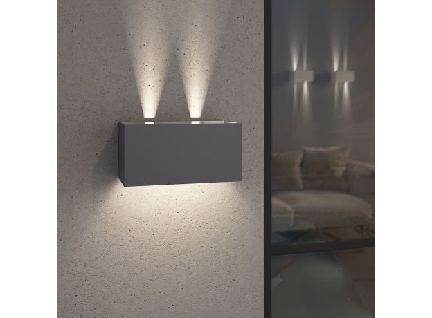 Уличный настенный светодиодный светильник WINNER DOUBLE LED IP54 35137/W серый