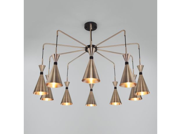 Умная люстра в стиле лофт 316/10 латунь / черный
