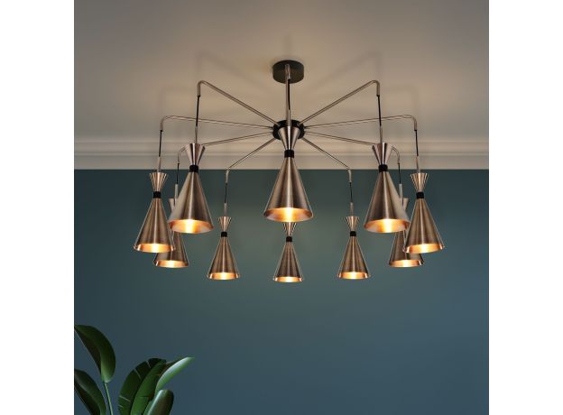 Умная люстра в стиле лофт 316/10 латунь / черный