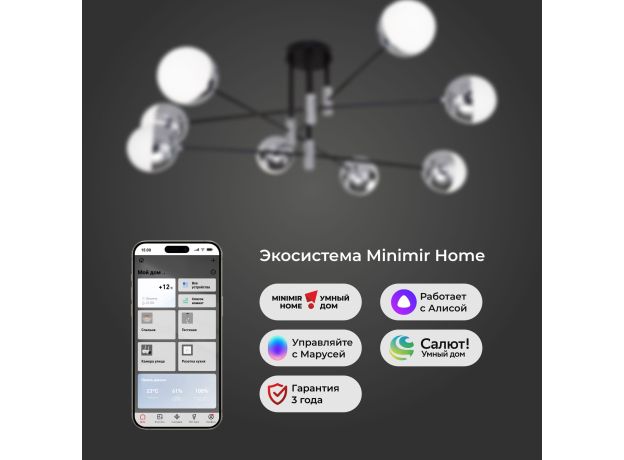 Умная потолочная люстра в стиле лофт 70129/8 хром Smart