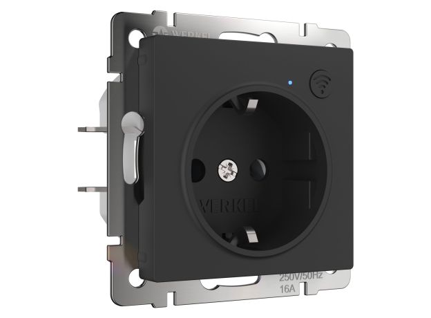 Умная встраиваемая розетка с заземлением с защитными шторками (черный матовый) W1171608