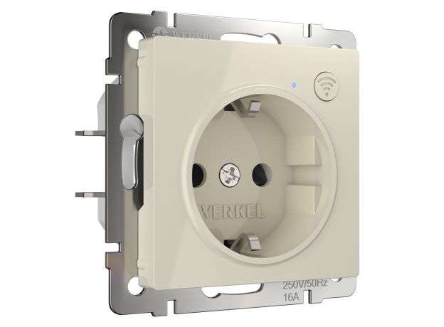 Умная встраиваемая розетка с заземлением с защитными шторками (слоновая кость) W1171603