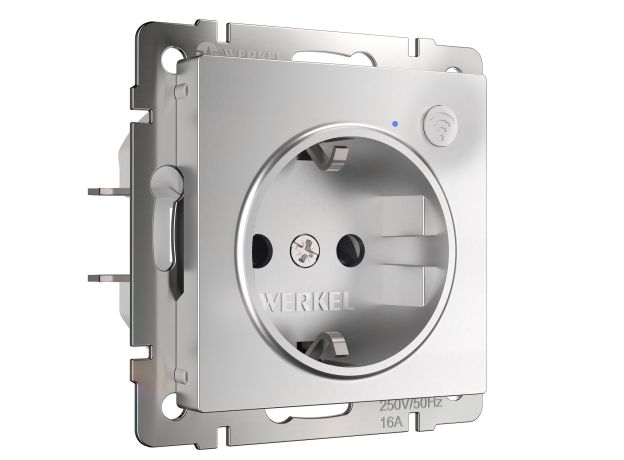 Умная встраиваемая розетка с заземлением с защитными шторками W1171606