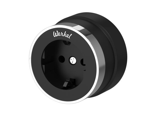 Розетка с заземлением Vintage черный матовый/хром W5871051