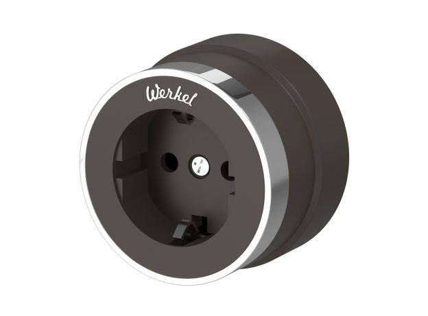 Розетка с заземлением Vintage мокко матовый/хром W5871052