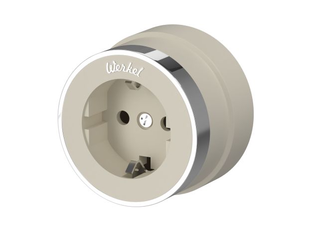 Розетка с заземлением Vintage слоновая кость матовый/хром W5871055