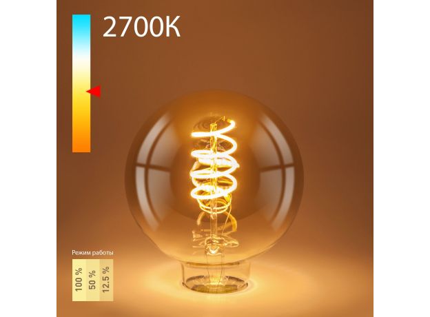 Филаментная светодиодная лампа Dimmable G95 5W 2700K E27 тонированная BLE2747