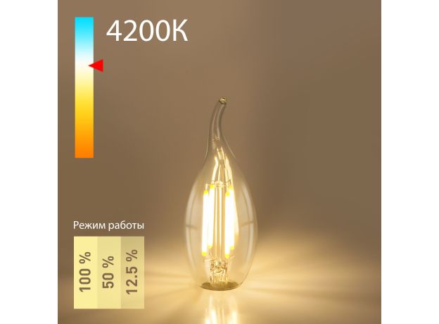 Филаментная светодиодная лампа Dimmable "Свеча на ветру" CW35 5W 4200K E14 BLE1424