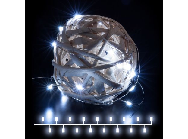 Гирлянда нить "Роса" белый на батарейках 3м IP20 400-006 белый 3м IP20