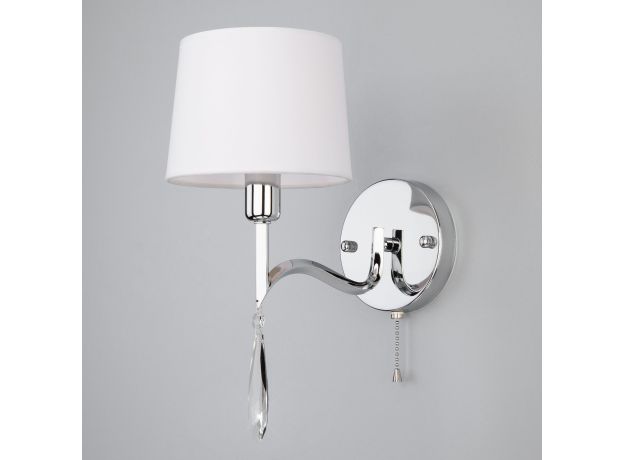 Настенное бра с абажуром 10127/1 хром/прозрачный хрусталь Strotskis (10093/1)