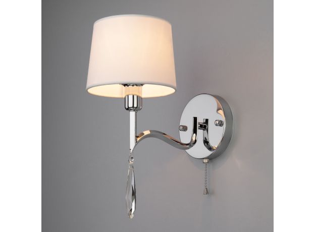 Настенное бра с абажуром 10127/1 хром/прозрачный хрусталь Strotskis (10093/1)