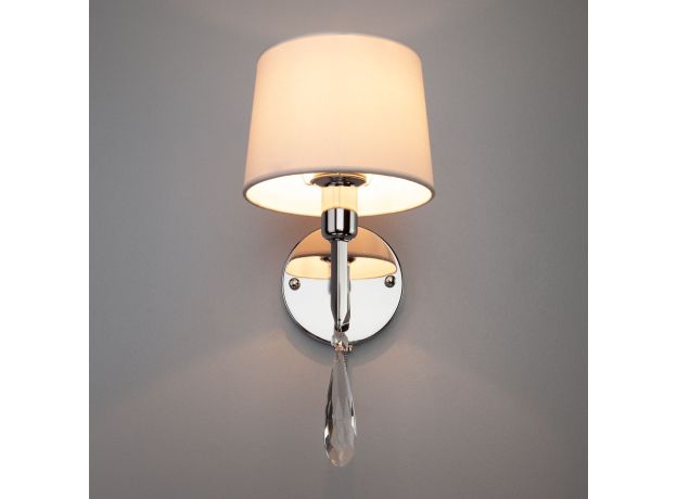 Настенное бра с абажуром 10127/1 хром/прозрачный хрусталь Strotskis (10093/1)