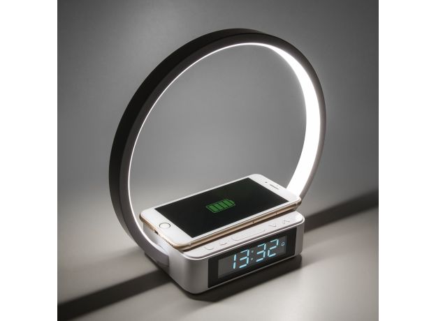 Светодиодная настольная лампа с беспроводной зарядкой и будильником 80505/1 белый