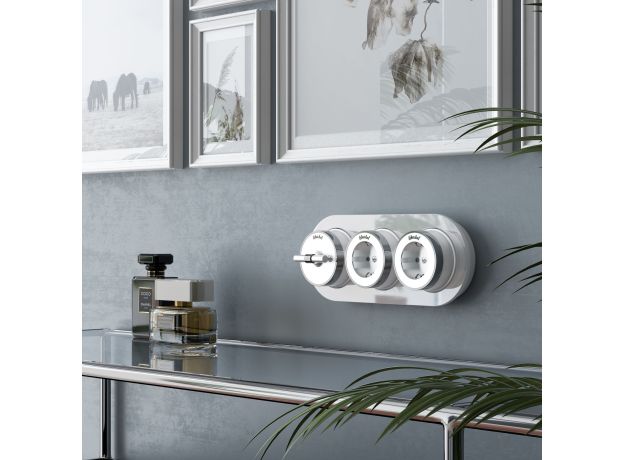 Переключатель/выключатель одноклавишный Vintage белый матовый/хром W5812050