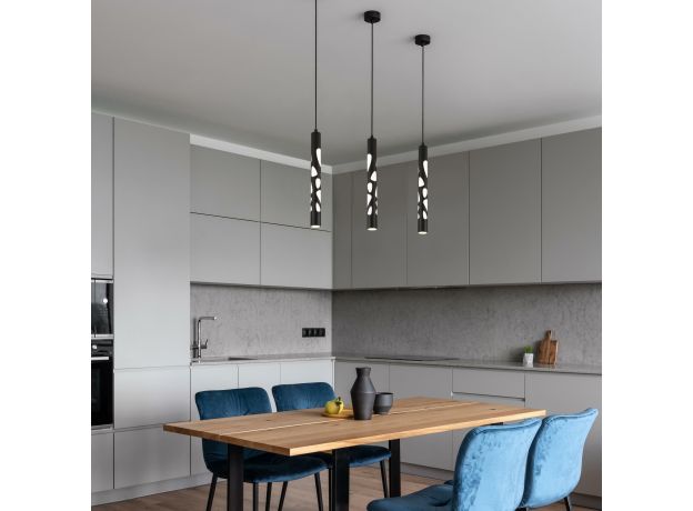 Подвесной светодиодный светильник DLR037 12W 4200K черный матовый