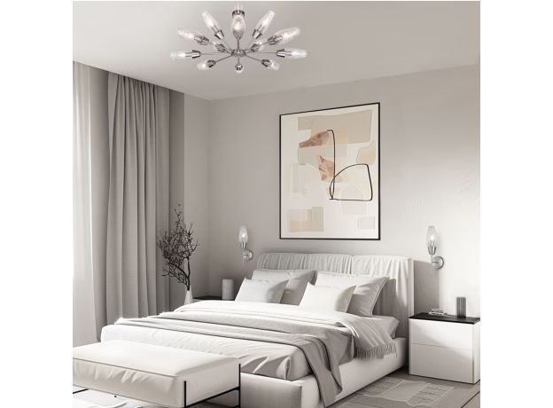 Потолочная люстра с плафонами 60140/12 сатин-никель