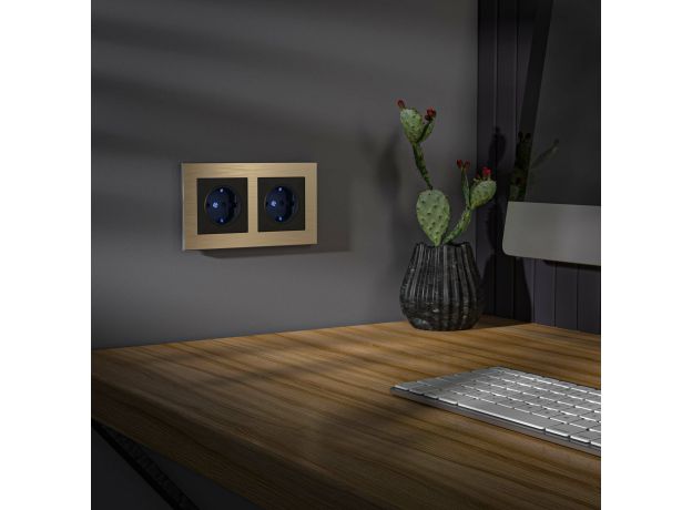 Розетка с подсветкой (черный матовый) W1171408