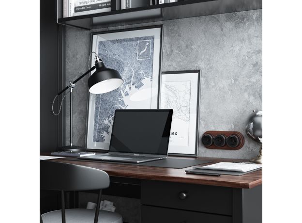 Розетка с заземлением Vintage черный матовый/хром W5871051