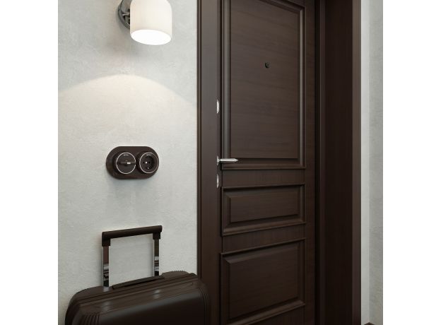 Розетка с заземлением Vintage мокко матовый/хром W5871052