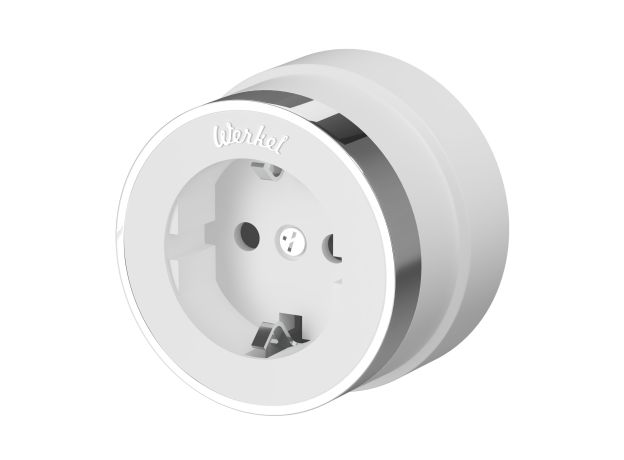 Розетка с заземлением Vintage белый матовый/хром W5871050