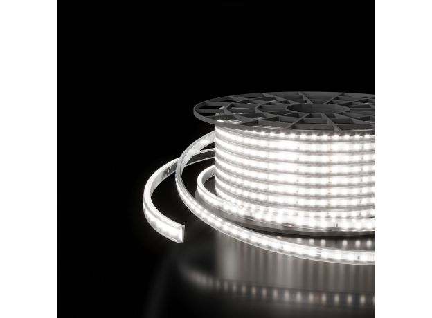 Светодиодная лента 220 В 14,4 вт/м 120 Led/м 2835 IP65, холодный белый 6500K, 50 м Лента светодиодная 220V 14,4W 120Led 2835 IP65 6500 холодный белый, 50 м