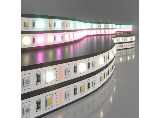 Светодиодная лента 24 В 14,4 Вт/м 60 Led/м 5050+5050 IP20, MIX RGB/дневной белый 4200K, 5 м Лента светодиодная 24V 14,4W 60Led 5050+5050 IP20 MIX RGB/дневной белый, 5м