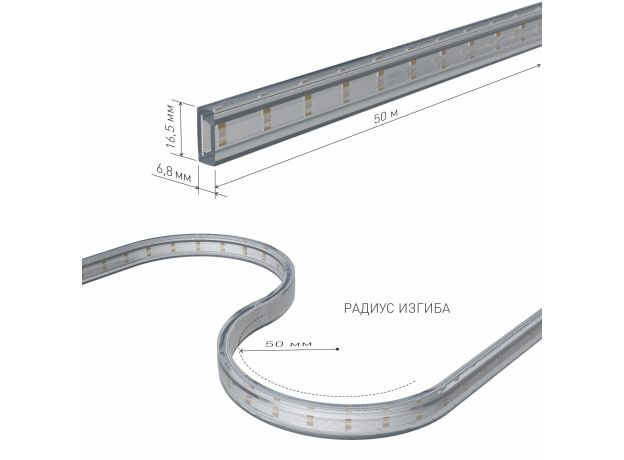 Светодиодная лента двухрядная Premium 220 В 18 Вт/м 180 Led/м 2835 IP65, холодный белый 6500K, 50 м LS011 220V