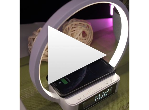 Светодиодная настольная лампа с беспроводной зарядкой и будильником 80505/1 белый