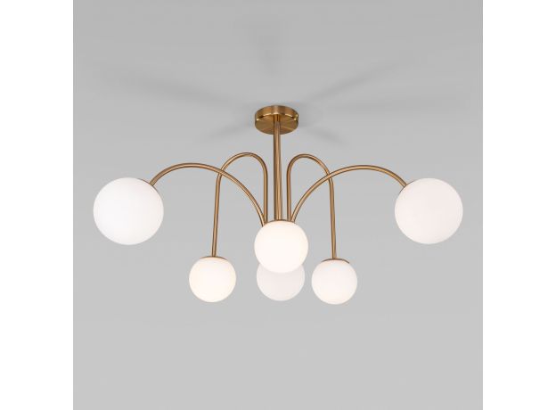 Умная потолочная люстра с плафонами 30177/6 латунь