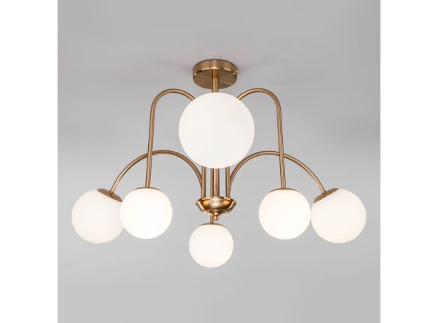 Умная потолочная люстра с плафонами 30177/6 латунь