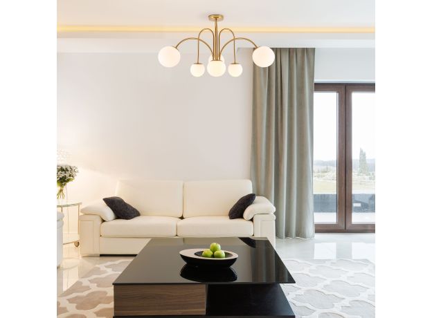 Умная потолочная люстра с плафонами 30177/6 латунь