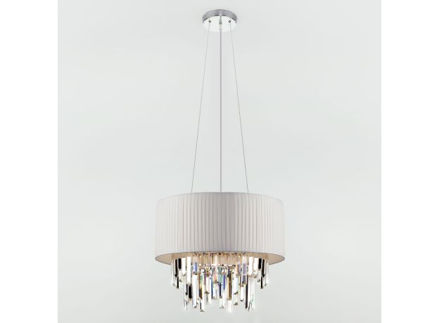 Умный подвесной светильник с хрусталем Eurosvet Amantea 10122/6 10122/6 белый/прозрачный хрусталь Strotskis Smart (10106/6)