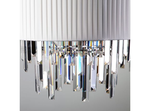 Умный подвесной светильник с хрусталем Eurosvet Amantea 10122/6 10122/6 белый/прозрачный хрусталь Strotskis Smart (10106/6)