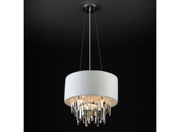 Умный подвесной светильник с хрусталем Eurosvet Amantea 10122/6 10122/6 белый/прозрачный хрусталь Strotskis Smart (10106/6)